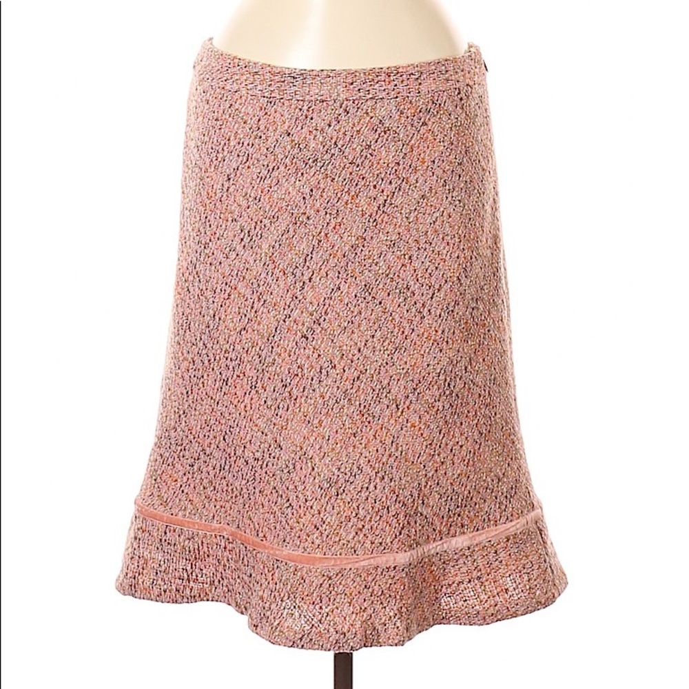 Gap Pink Multi Color Lined Tweed Skirt with Ruffle